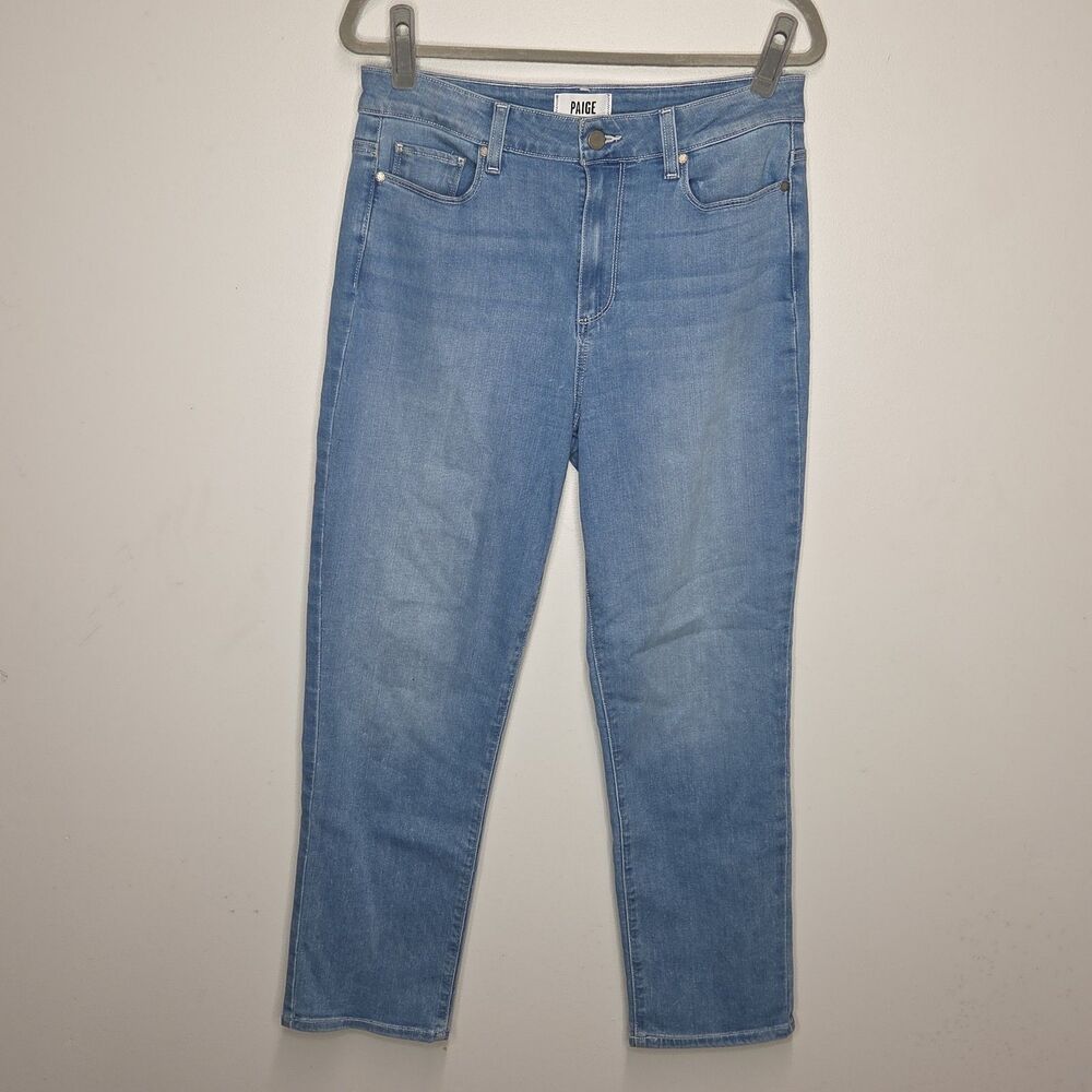 Paige Womens 31 Jacqueline Straight Leg Denim Jeans Light Wash Stretch Pants